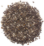 Σπόροι Τσία-Chia 250g. Μια κοντινή λήψη μιας στοίβας από σπόρους τσία.