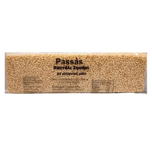 Παστέλι Σουσάμι και Ελληνικό Μέλι Πασσάς χωρίς ζάχαρη 60g - Φυσικό Σνακ Ενέργειας